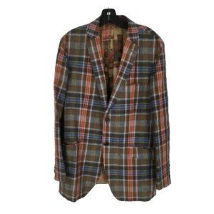 Etro Italy Men's Multi Plaid Linen Blend Blazer Size UNKNOWN